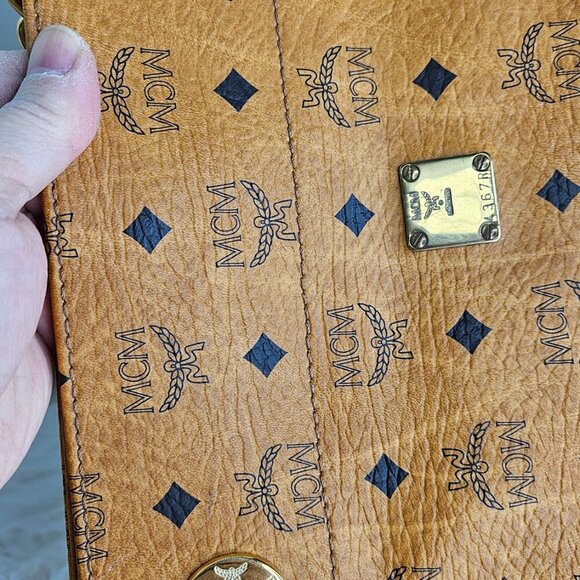 Price is FIRM⚠️ MCM Cognac Visetos Coated Canvas and Leather Chain Tote - Picture 11 of 16